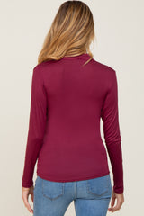 Dark Burgundy Long Sleeve Wrap Maternity Nursing Top