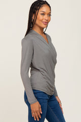 Light Olive Long Sleeve Wrap Nursing Top