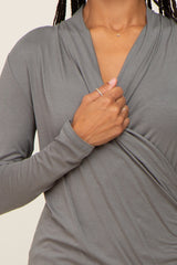 Light Olive Long Sleeve Wrap Nursing Top