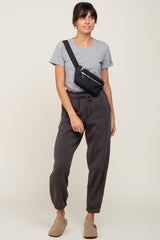 Charcoal Paper Bag Waist Maternity Joggers