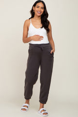 Charcoal Paper Bag Waist Maternity Joggers