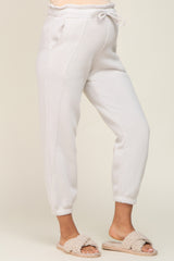 Ivory Paper Bag Waist Maternity Joggers