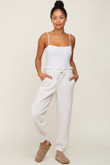 Ivory Paper Bag Waist Maternity Joggers