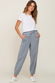 Heather Grey Paper Bag Waist Joggers