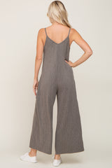 Olive Rib Knit Wide Leg Jumpsuit