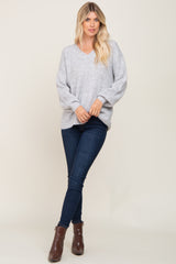 Heather Grey Soft V-Neck Sweater