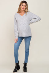 Heather Grey Soft V-Neck Maternity Sweater