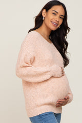 Pink Knit Cutout Back Maternity Sweater