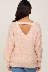 Pink Knit Cutout Back Maternity Sweater