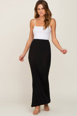 Black Stretch Knit Maxi Skirt