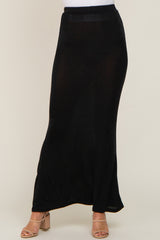 Black Stretch Knit Maxi Skirt