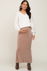 Mocha Stretch Knit Maternity Maxi Skirt