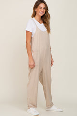 Beige Heathered Front Pocket Jumpsuit