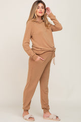 Taupe Hoodie and Jogger Maternity Set