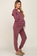 Plum Hoodie and Jogger Maternity Set