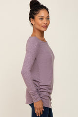 Mauve Brushed Knit Ruched Top