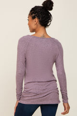 Mauve Brushed Knit Ruched Top