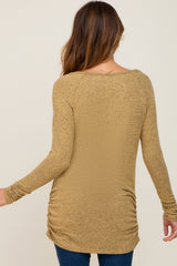 Yellow Brushed Knit Ruched Top