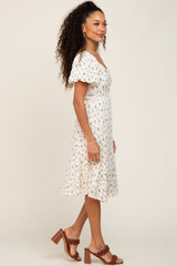 Ivory Smocked Floral Puff Sleeve Dress