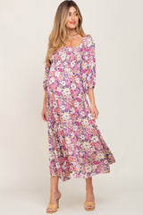 Purple Multi-Color Floral Maternity Maxi Dress