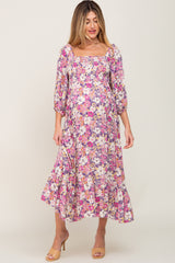 Purple Multi-Color Floral Maternity Maxi Dress