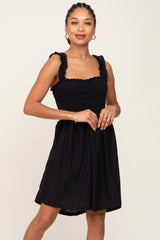 Black Smocked Eyelet Maternity Dress