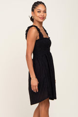 Black Smocked Eyelet Dress