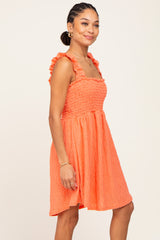 Coral Smocked Eyelet Dress