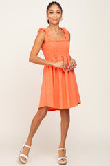 Coral Smocked Eyelet Dress