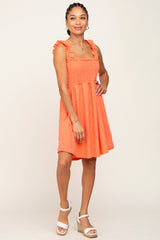 Coral Smocked Eyelet Dress