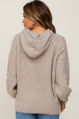 Beige Hooded Maternity Sweater