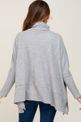 Heather Grey Waffle Knit Turtle Neck Top