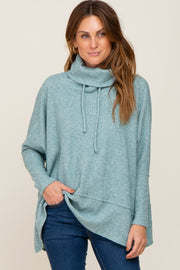 Teal Waffle Knit Turtle Neck Top