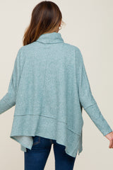 Teal Waffle Knit Turtle Neck Top