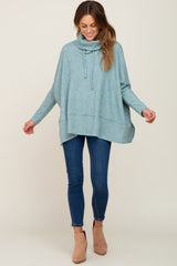 Teal Waffle Knit Turtle Neck Top