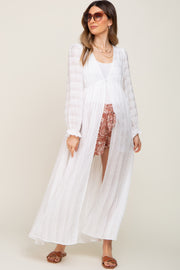 White Long Sleeve Maternity Cover-Up