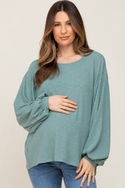 Light Olive Ribbed Maternity Long Sleeve Top