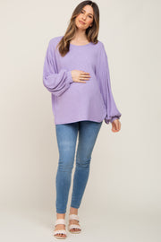 Lavender Ribbed Maternity Long Sleeve Top