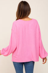 Pink Ribbed Long Sleeve Top