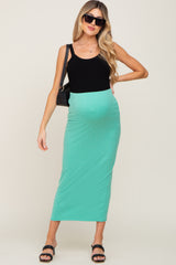 Mint Green Ribbed Maternity Maxi Skirt