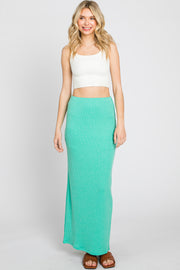 Mint Green Ribbed Maxi Skirt