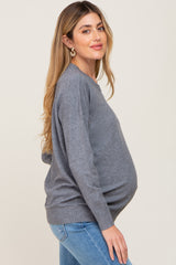 Charcoal Knit Long Sleeve Maternity Top