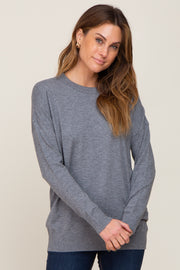 Charcoal Knit Long Sleeve Top