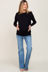 Black Knit Long Sleeve Maternity Top