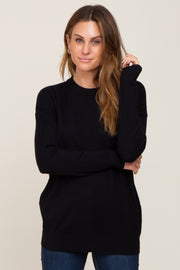 Black Knit Long Sleeve Top