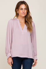 Mauve Long Puff Sleeve Satin Maternity Blouse