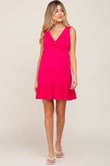 Fuchsia Ruffle Sleeveless Maternity Mini Dress