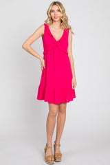 Fuchsia Ruffle Sleeveless Mini Dress