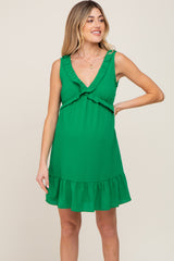 Green Ruffle Sleeveless Maternity Mini Dress