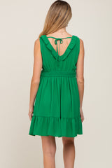 Green Ruffle Sleeveless Maternity Mini Dress